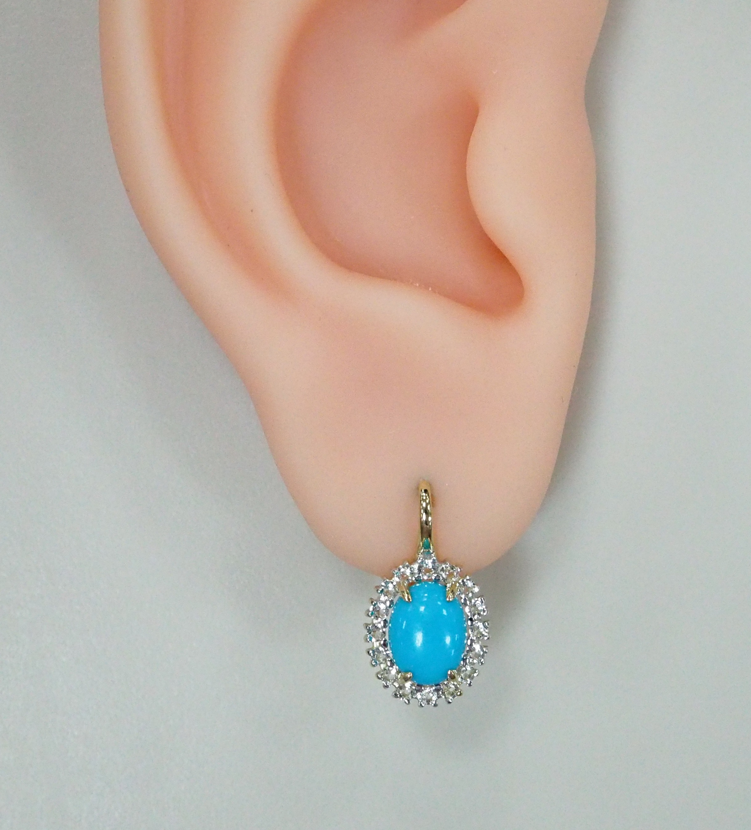 Серьги из желтого золота с бирюзой